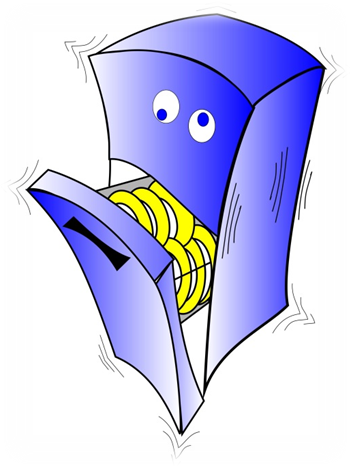 A cartoon photograph of a vibrating dish washer.