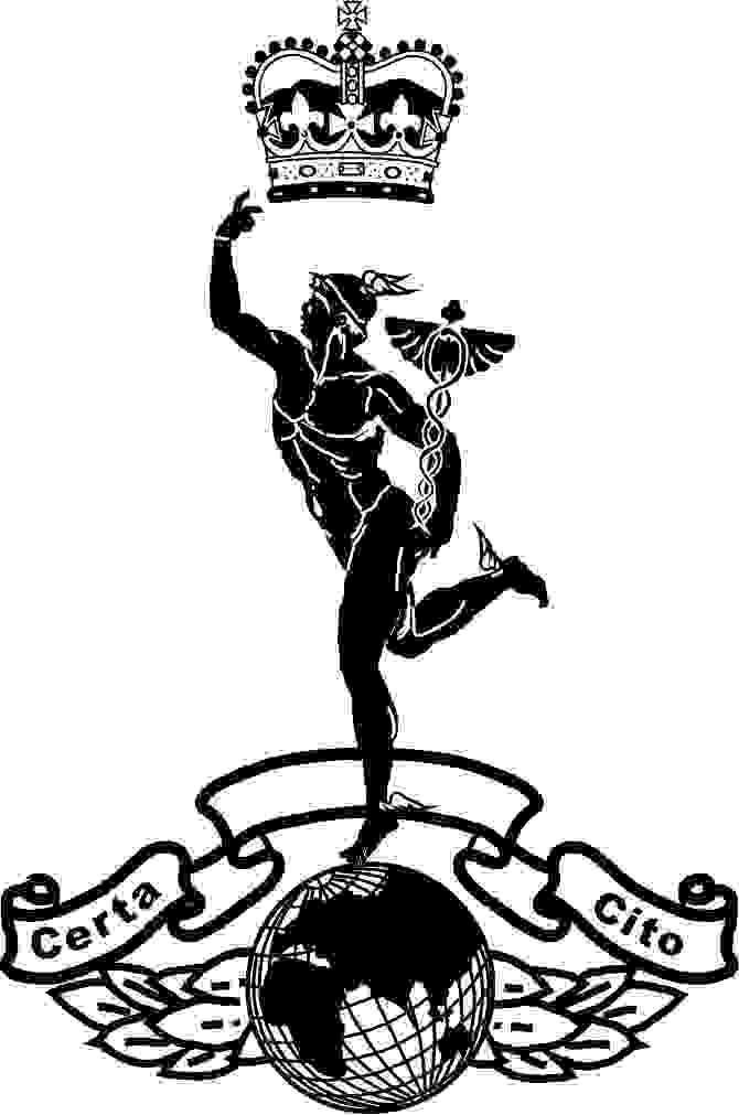 Royal Corps of Signals is an effigy of the God Mercury on top of a globe and a crown above. The globe has laurel leaves behind and to each side and a ribbon above with the words Certa Cito. This badge of the Royal corps of signals is engraved by etching all of the black areas.