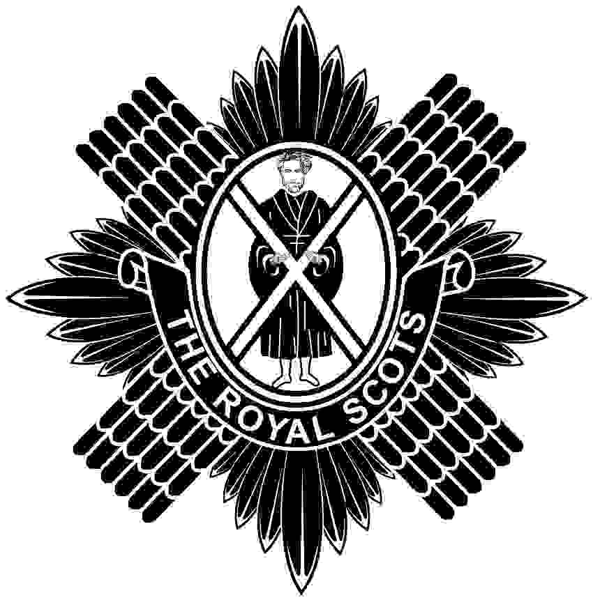 With the cross and St. Andrew in the middle of a sun burst and scales of a diagonal cross in the background the Royal Scots badge is another of the detailed Scottish regimental badges but with all of the black engraved it does look good.