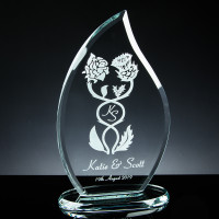 10mm Glass 10 inch Flame Tablet Bevelled edge, Single, Satin Boxed