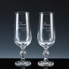 Crystal Gifts 6oz Champagne Flutes Happy Anniversary, Pair, Silver Boxed
