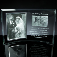 Curved 6mm Glass Frame with 5x7 inch Chrome Photo Frame, Single, White Boxed