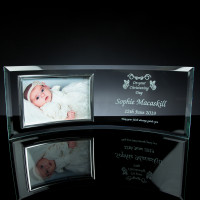 Curved 6mm Glass Frame with 6x4 inch Chrome Photo Frame, Single, White Boxed