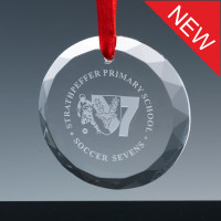 Optical Crystal 3.15 inch Faceted Round Medal, Single, White Boxed