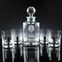 Regal Decanter & 4 Tumblers Whisky Set, Single, Satin Boxed
